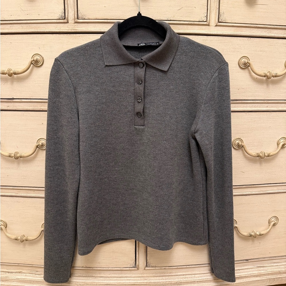 Zara Charcoal Polo Sweatshirt